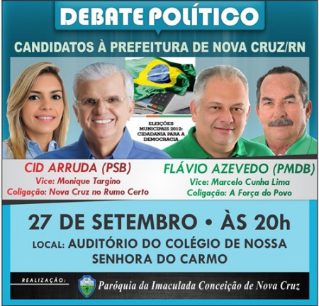 Debate acontecerá dia 27 no Colégio de Nossa Senhora do Carmo